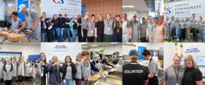 Collage of Kirton McConkie volunteer groups at the St. Vincent de Paul Dining Hall